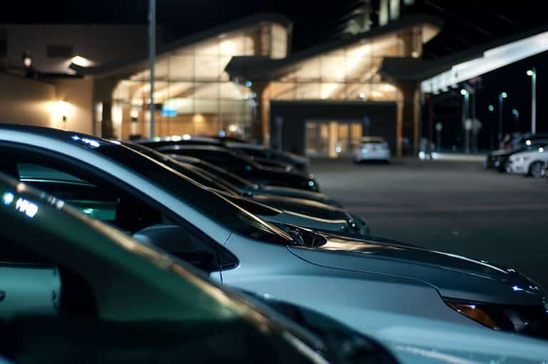 Vehicles Parked at Night