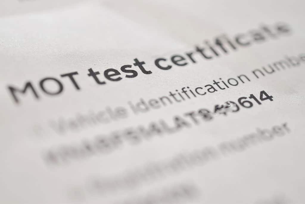 MOT test certificate