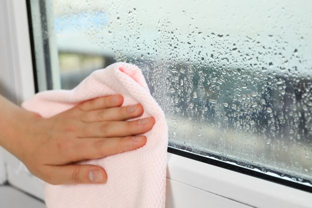 Condensation on a window.